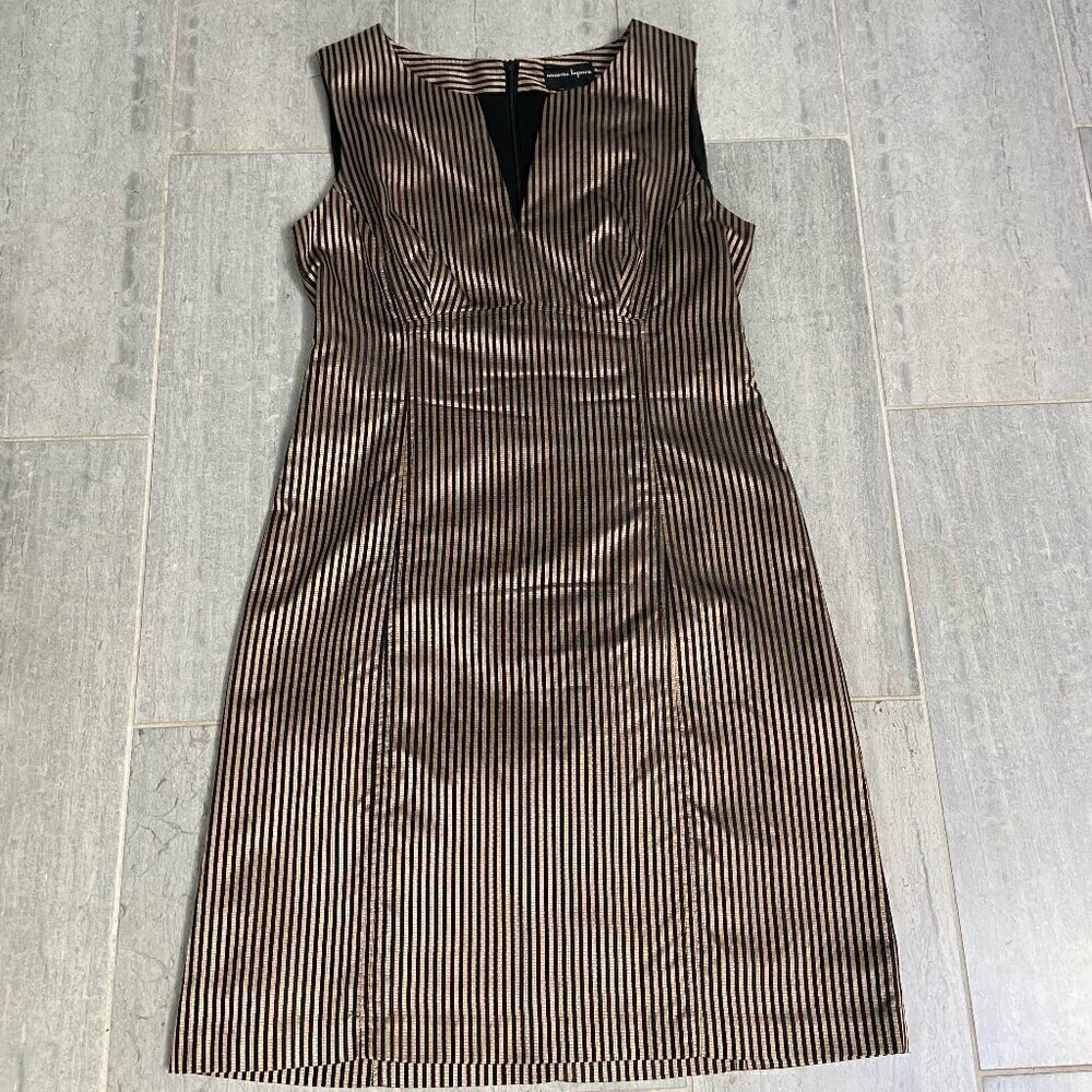 Nanette Lepore Striped Sheath Mini Dress Black & Gold Size 2